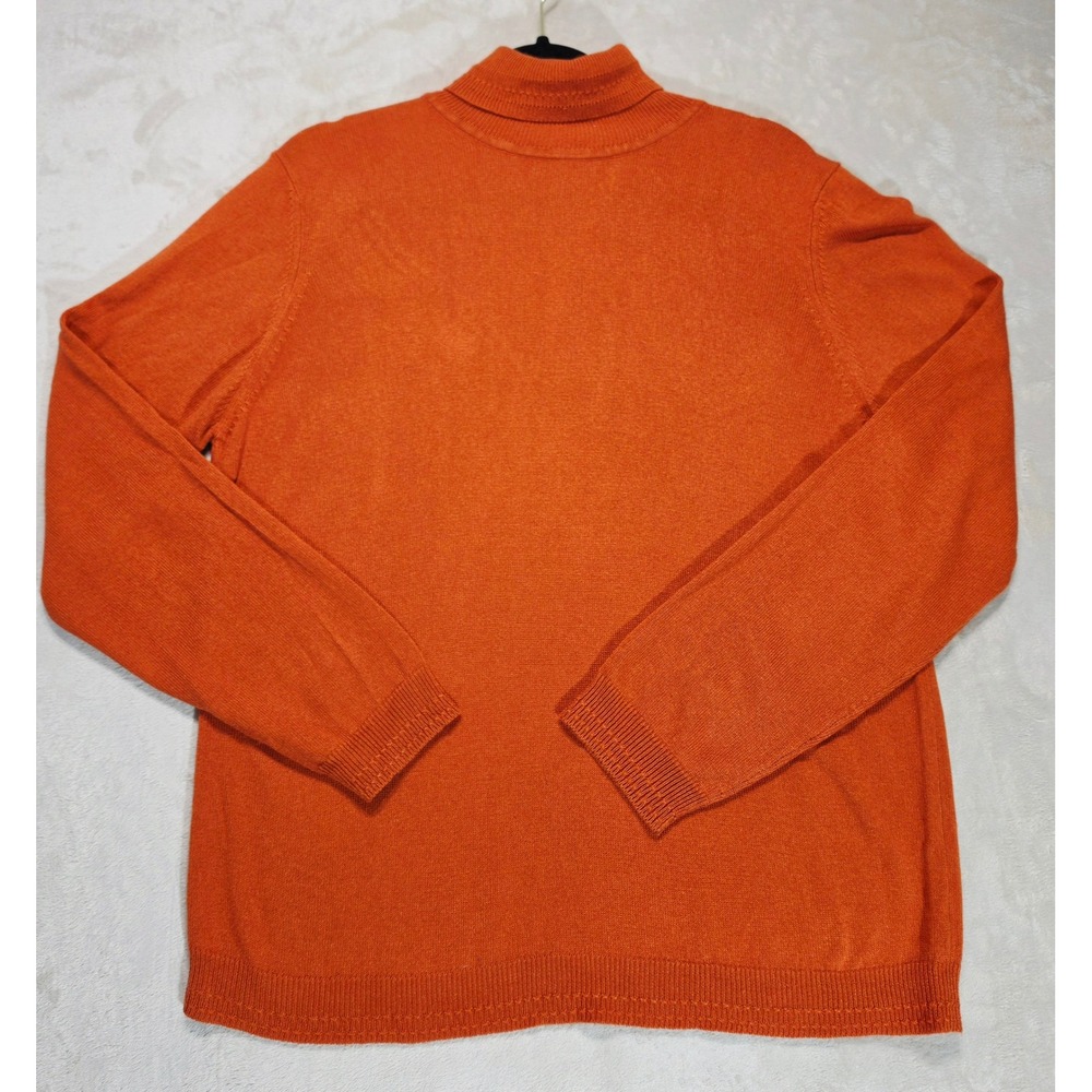 Orvis Women's Orange Silk Cashmere Turtleneck Sweater Sz Large Lightweight Knit